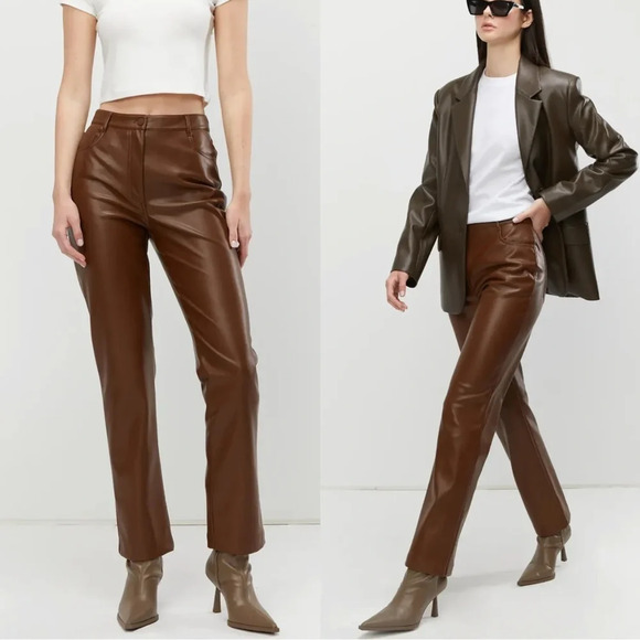 Oak + Fort VEGAN LEATHER  PANT Slim Fit Pants - Picture 1 of 13